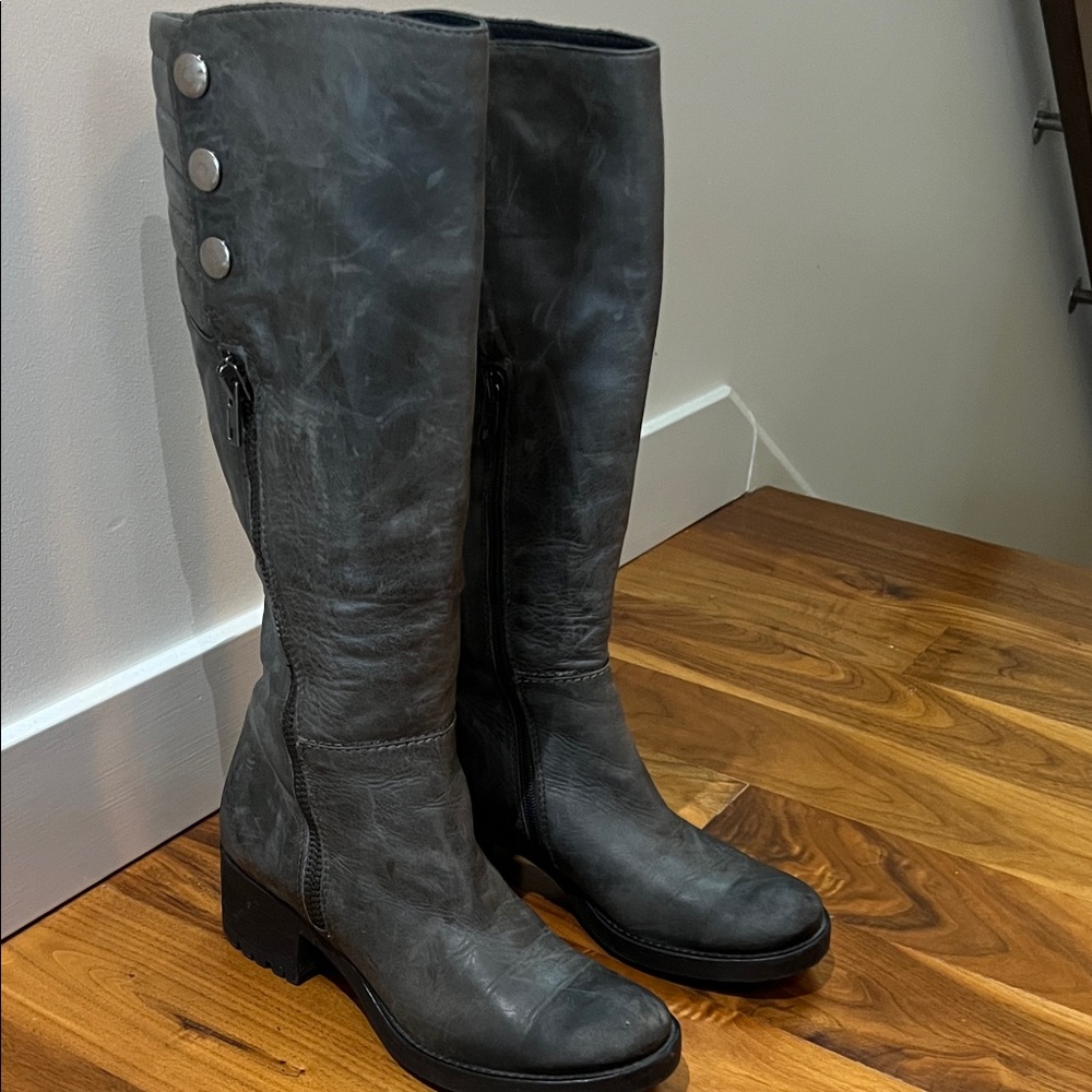 Alberto Fermani Stylish Gray Knee-High Leather Women's Boots